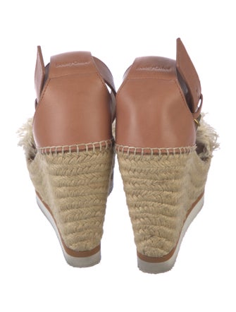 See by Chloé Leather Raw-Edge Trim Espadrilles
