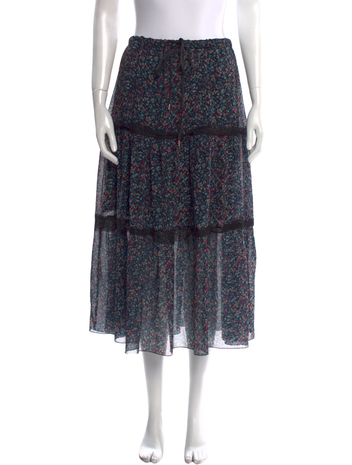 See by Chloé Floral Print Midi Length Skirt