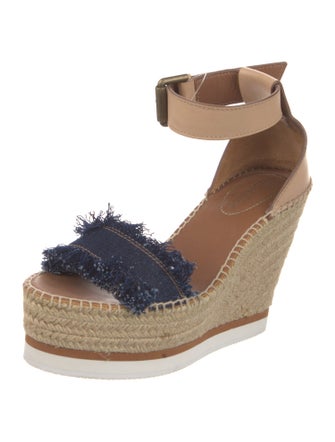 See by Chloé Denim Raw-Edge Trim Espadrilles