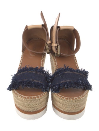 See by Chloé Denim Raw-Edge Trim Espadrilles