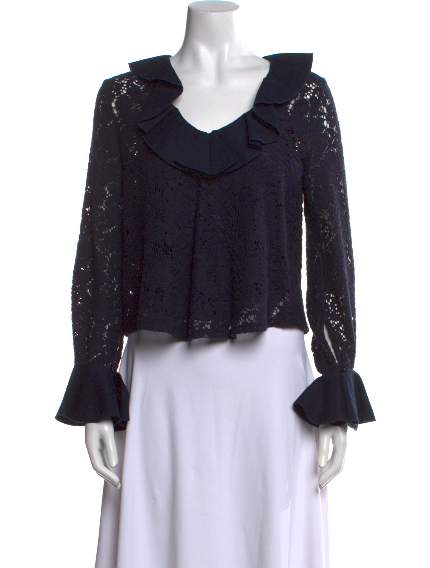 See by Chloé Scoop Neck Long Sleeve Crop Top