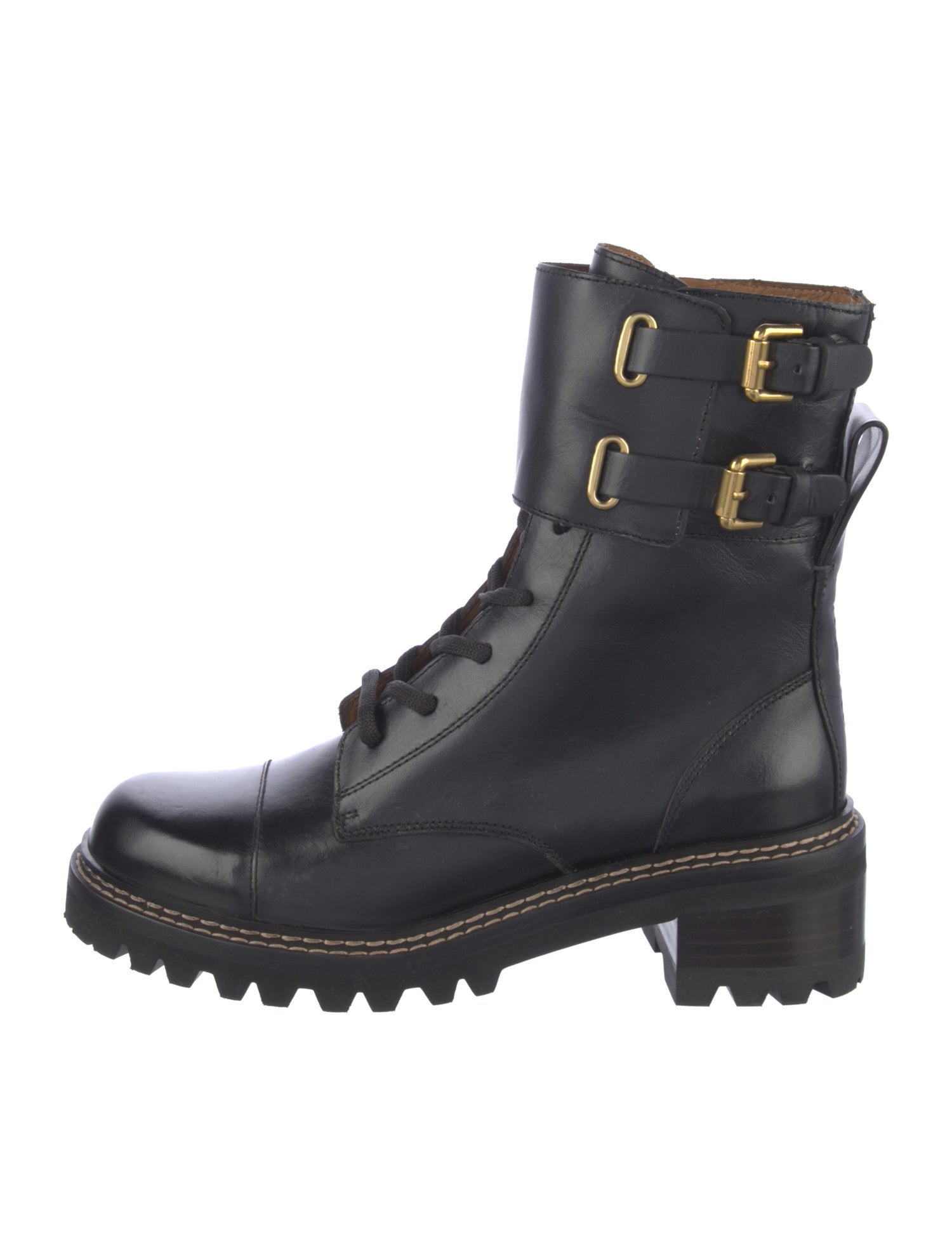 See by Chloé Leather Combat Boots