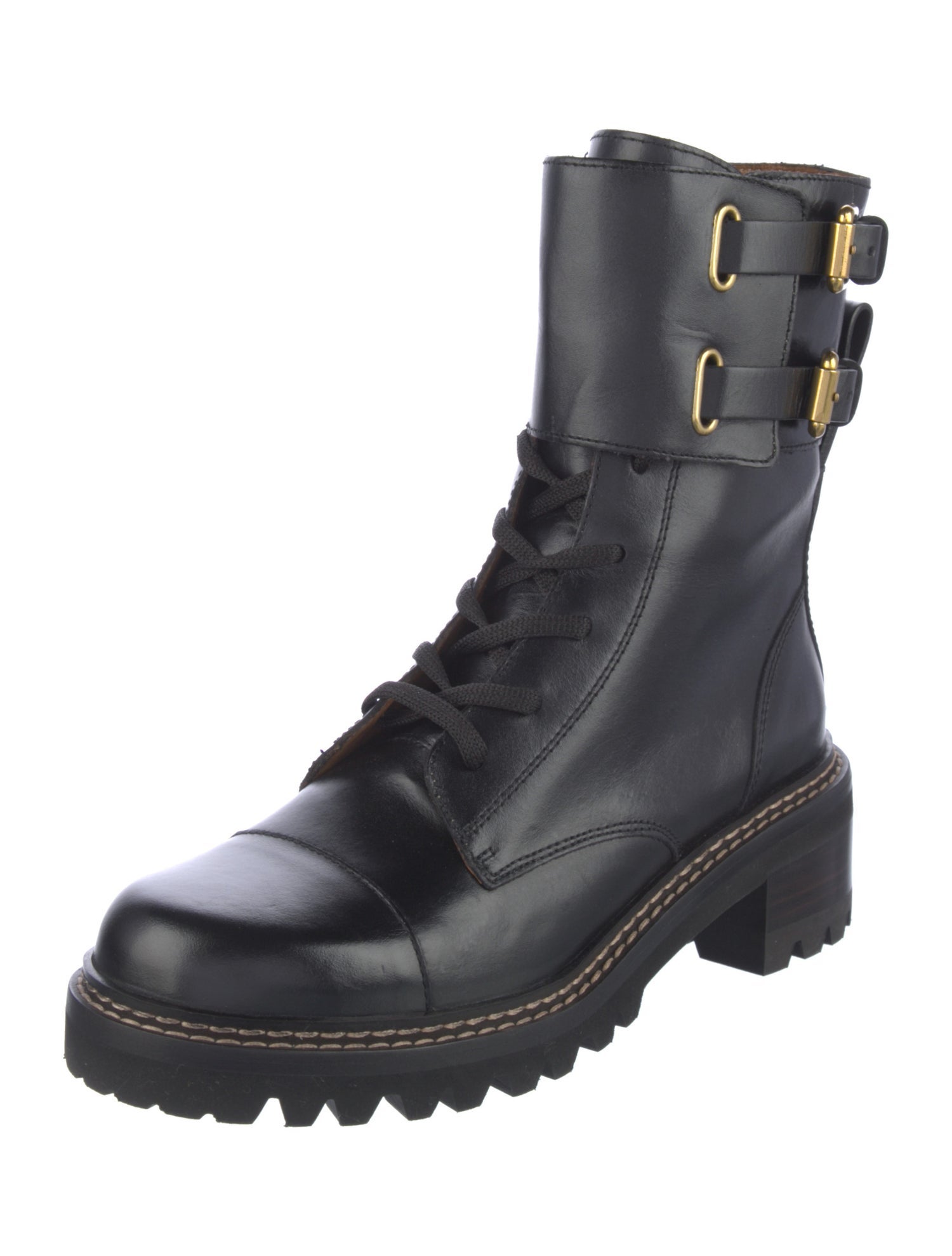 See by Chloé Leather Combat Boots