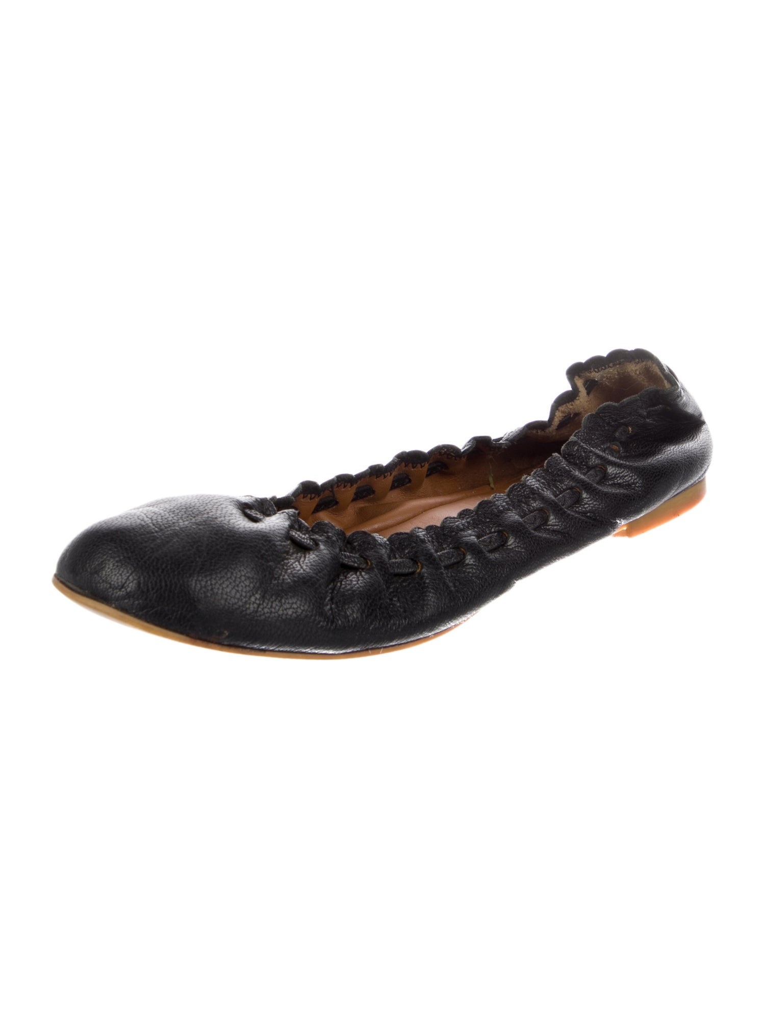 See by Chloé Leather Scalloped Accent Ballet Flats
