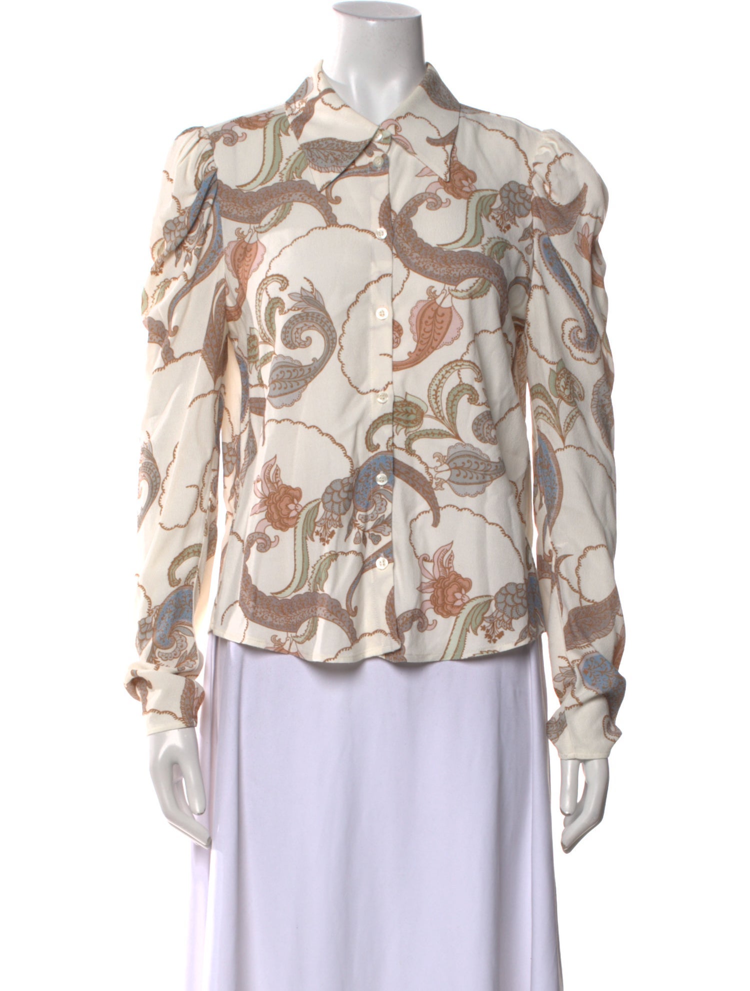 See by Chloé Printed Long Sleeve Button-Up Top