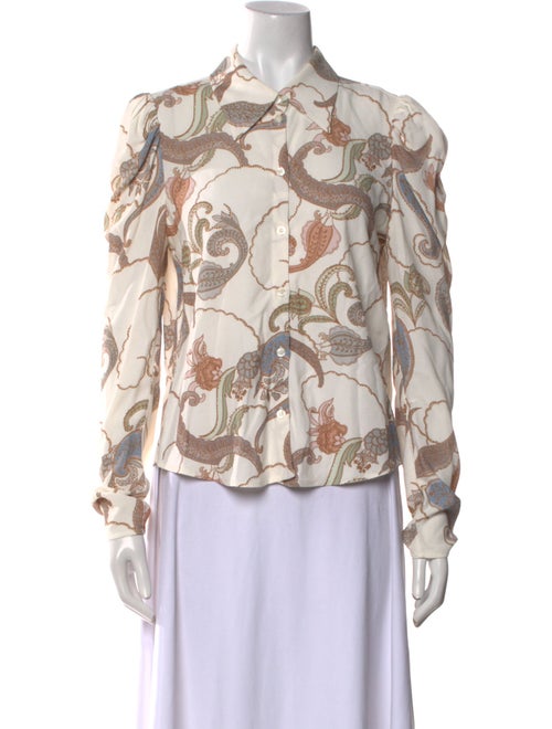 See by Chloé Printed Long Sleeve Button-Up Top