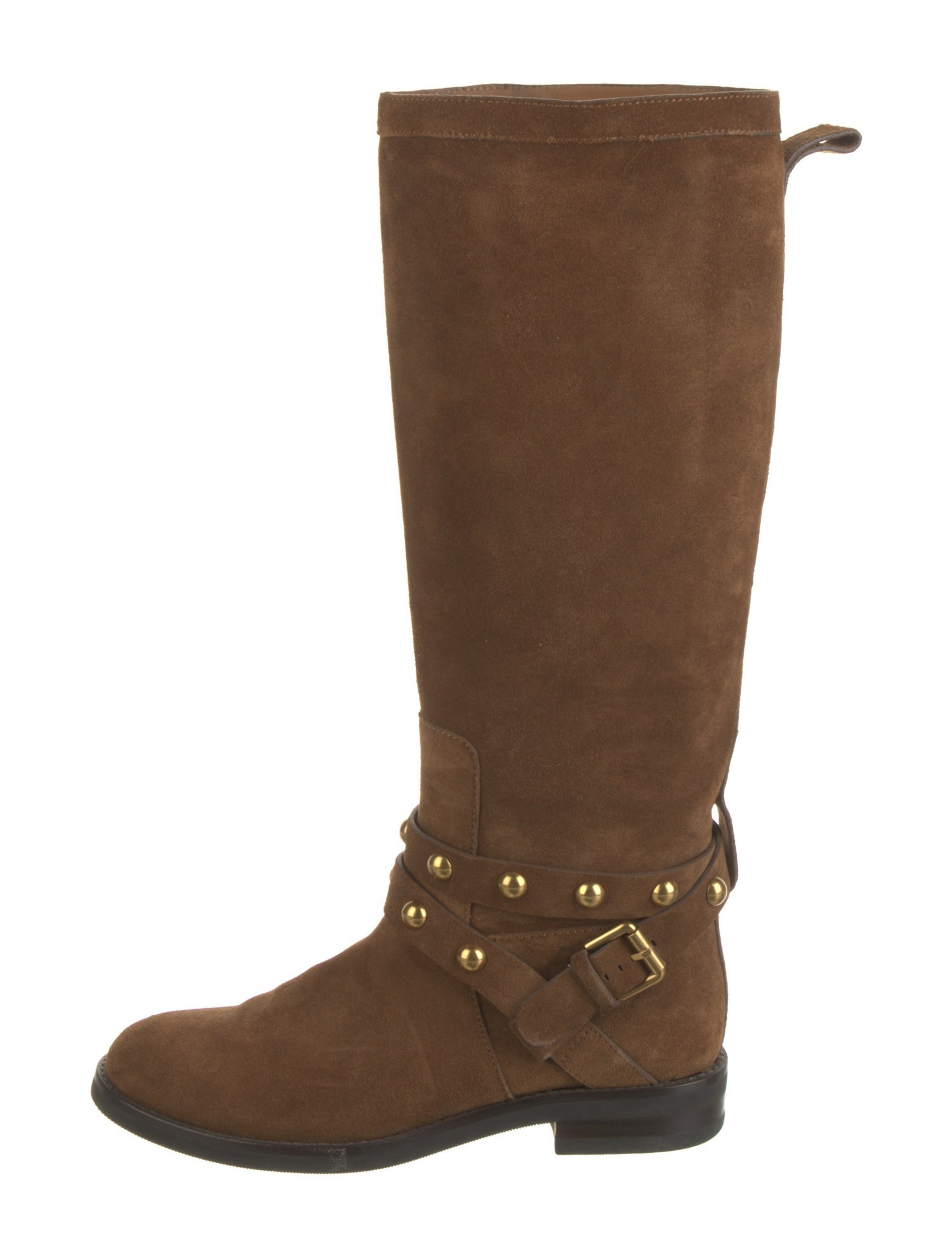 See by Chloé Suede Studded Accents Riding Boots