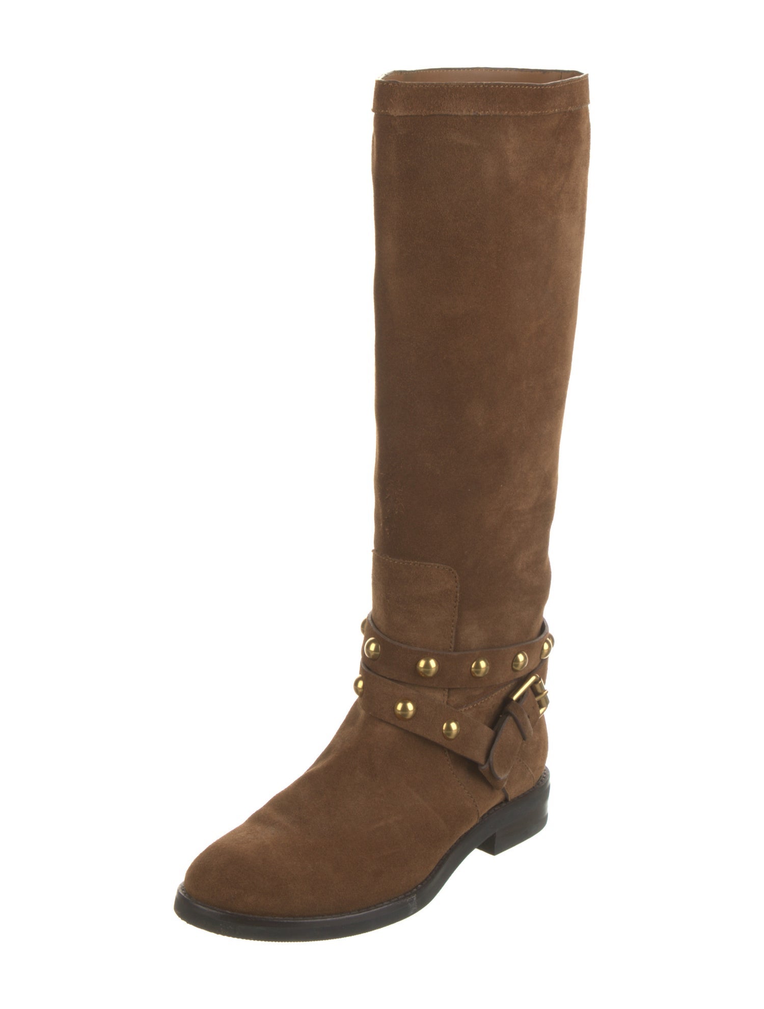 See by Chloé Suede Studded Accents Riding Boots