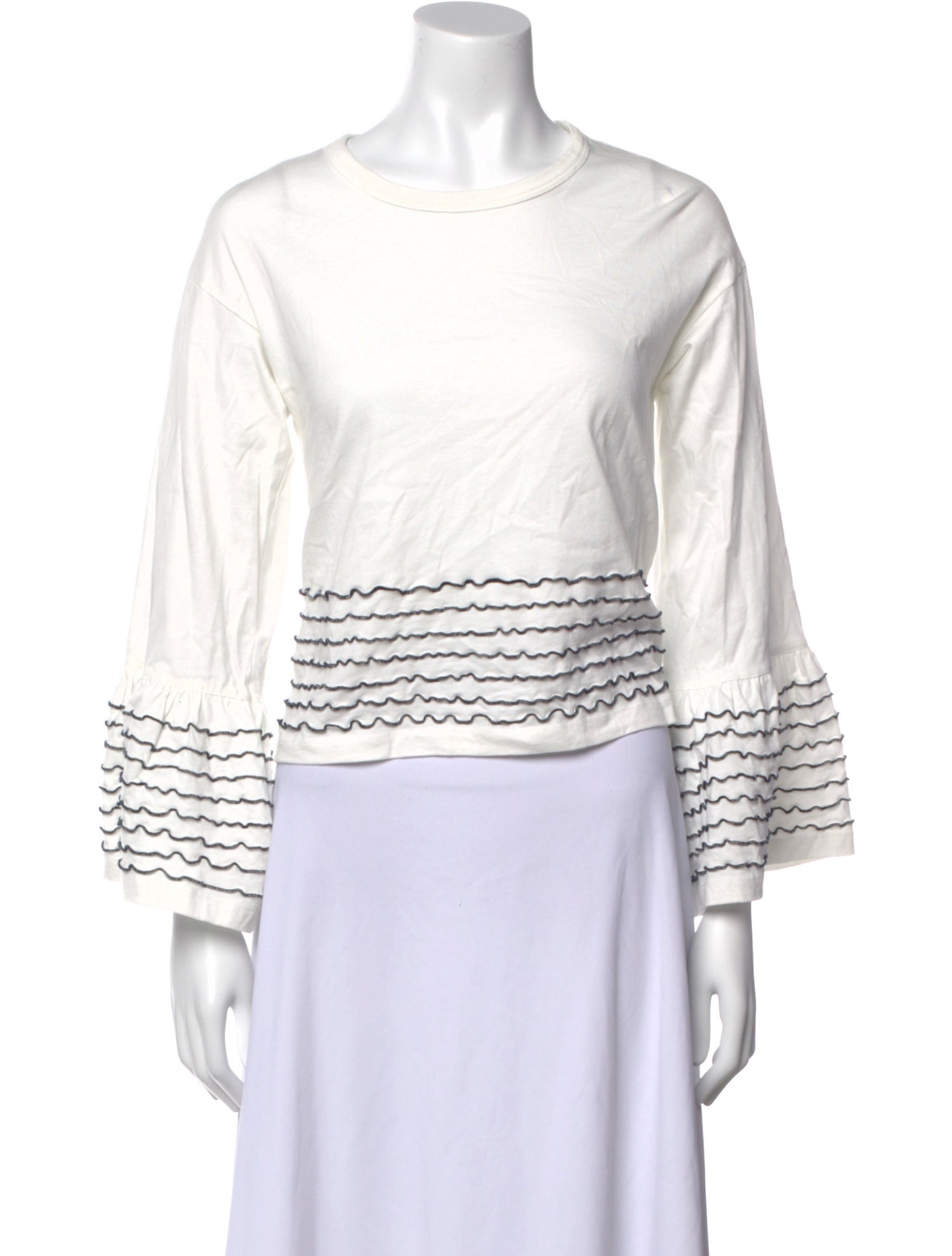 See by Chloé Bateau Neckline Three-Quarter Sleeve Crop Top