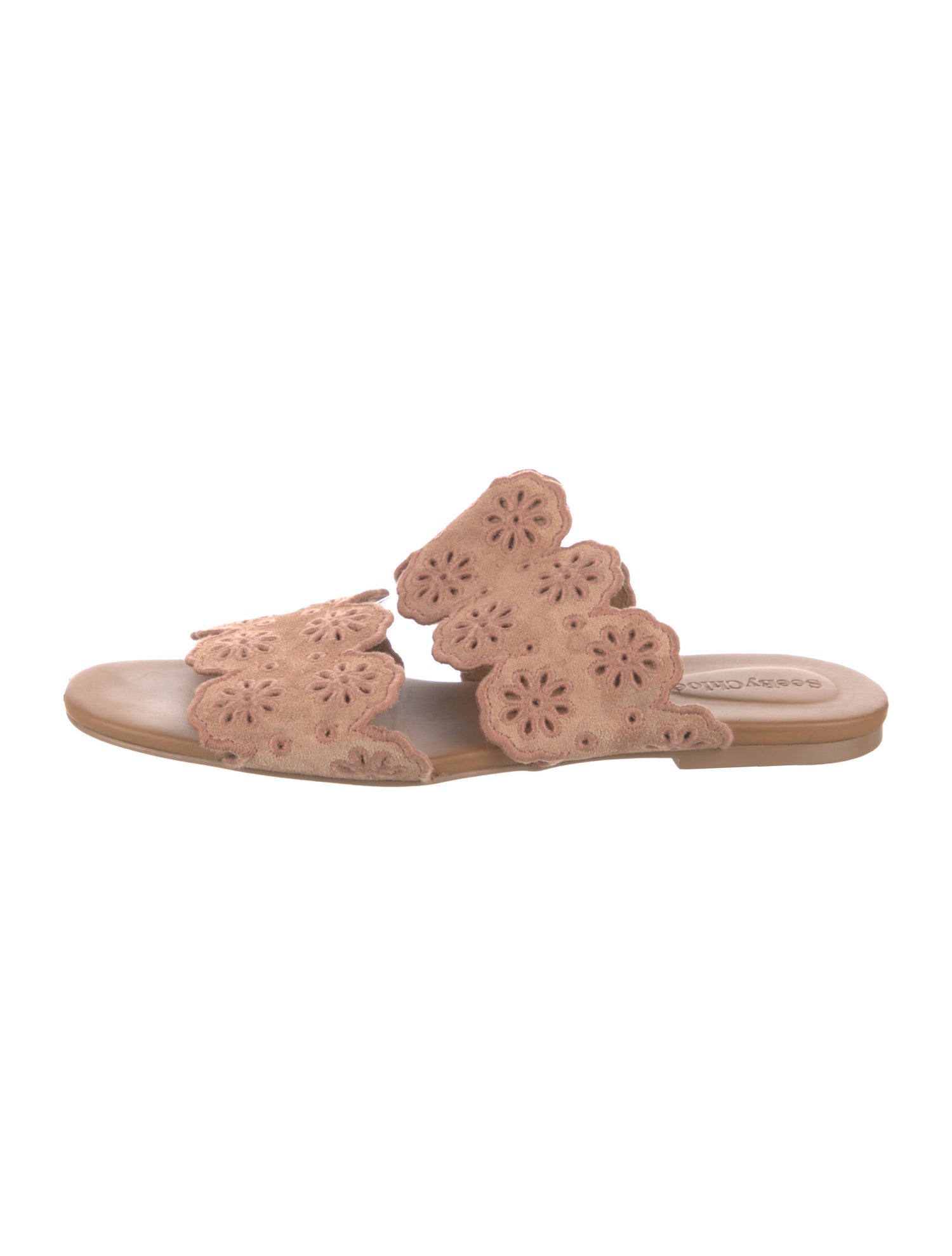 See by Chloé Suede Embroidered Accent Slides