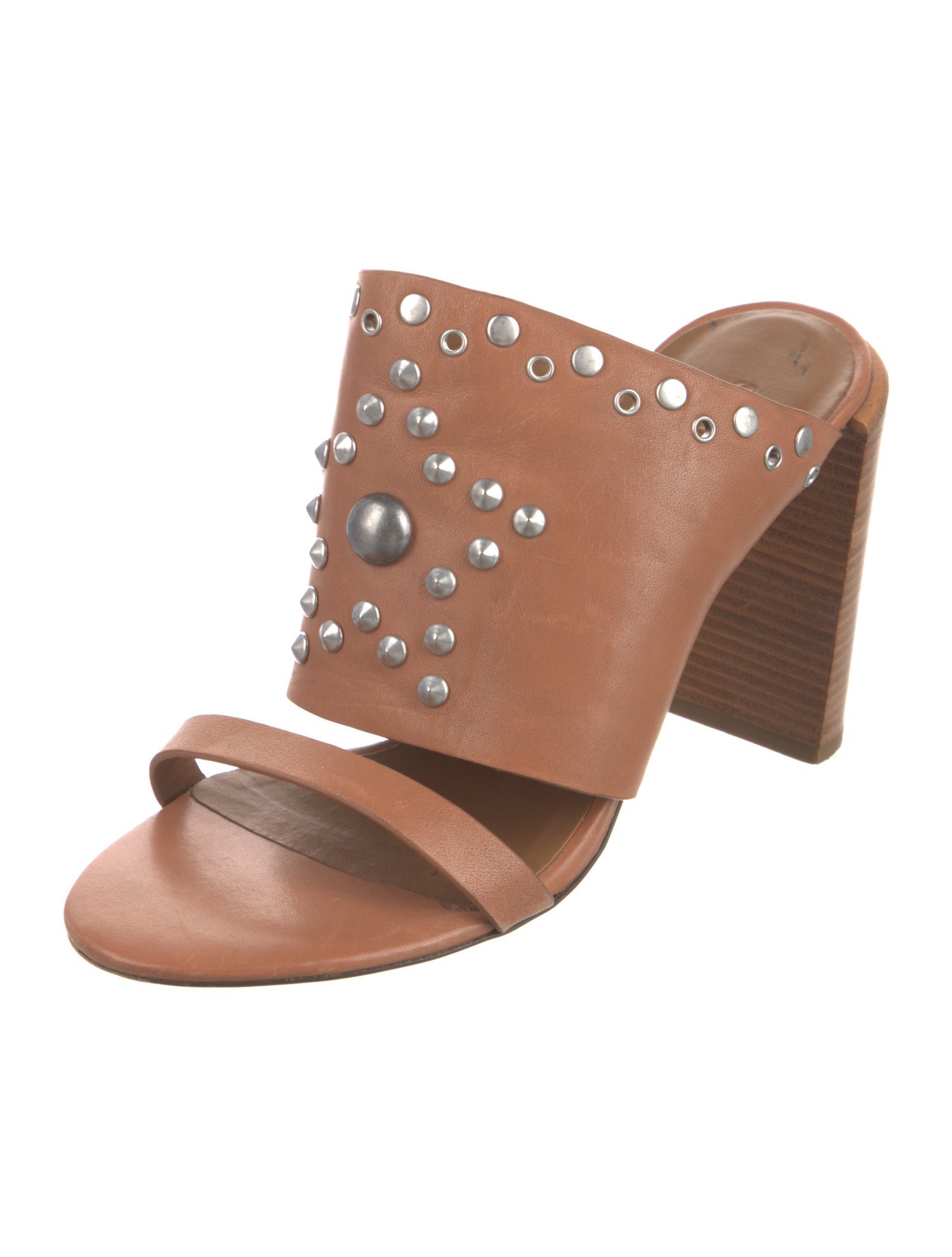 See by Chloé Leather Studded Accents Slides