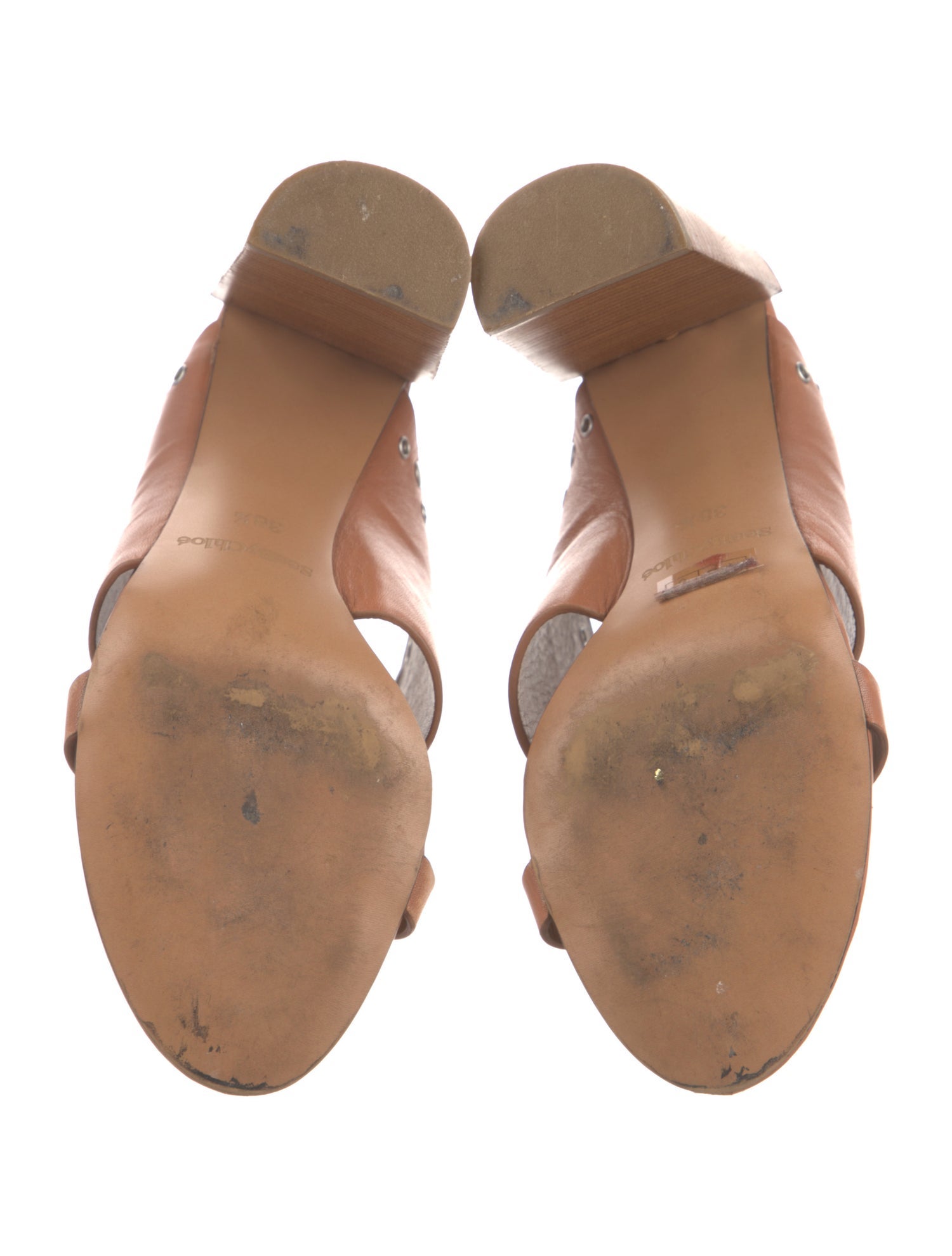 See by Chloé Leather Studded Accents Slides