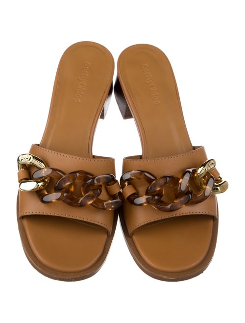 See by Chloé Leather Chain-Link Accents Flats