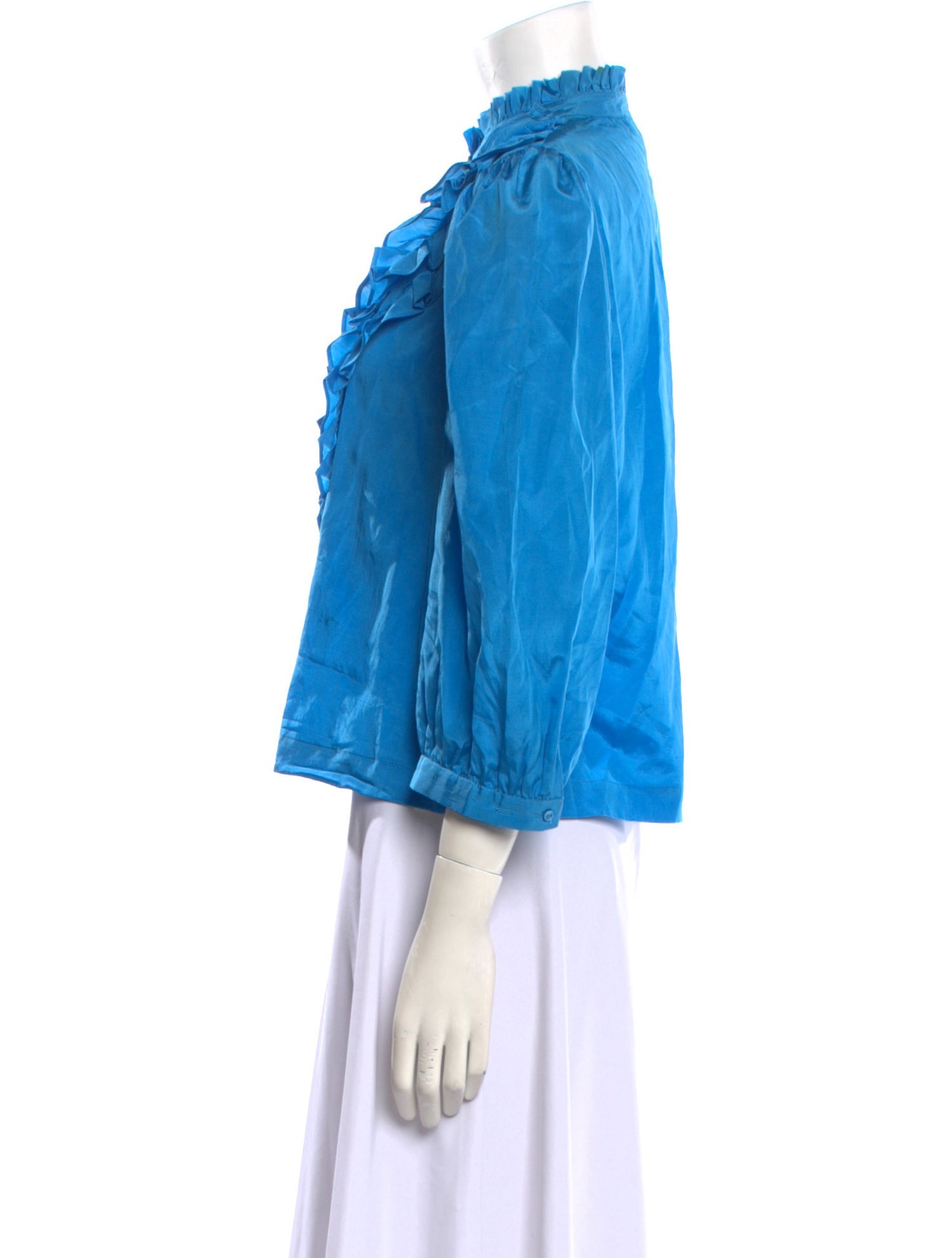 See by Chloé Mock Neck Three-Quarter Sleeve Button-Up Top