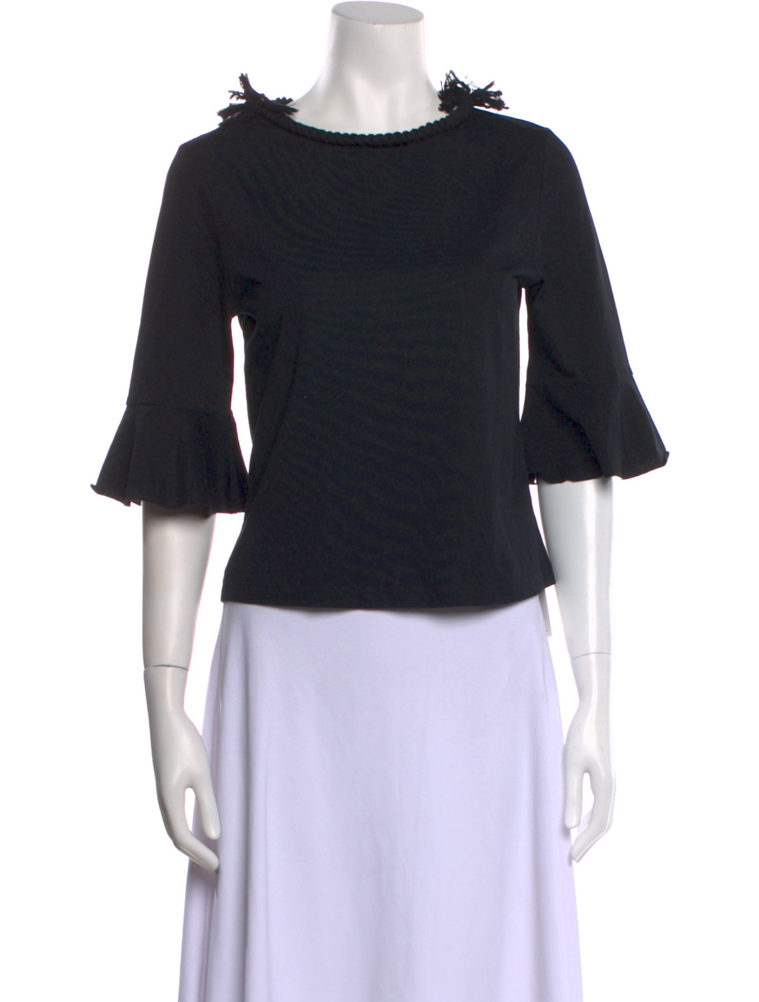 See by Chloé Bateau Neckline Three-Quarter Sleeve Crop Top