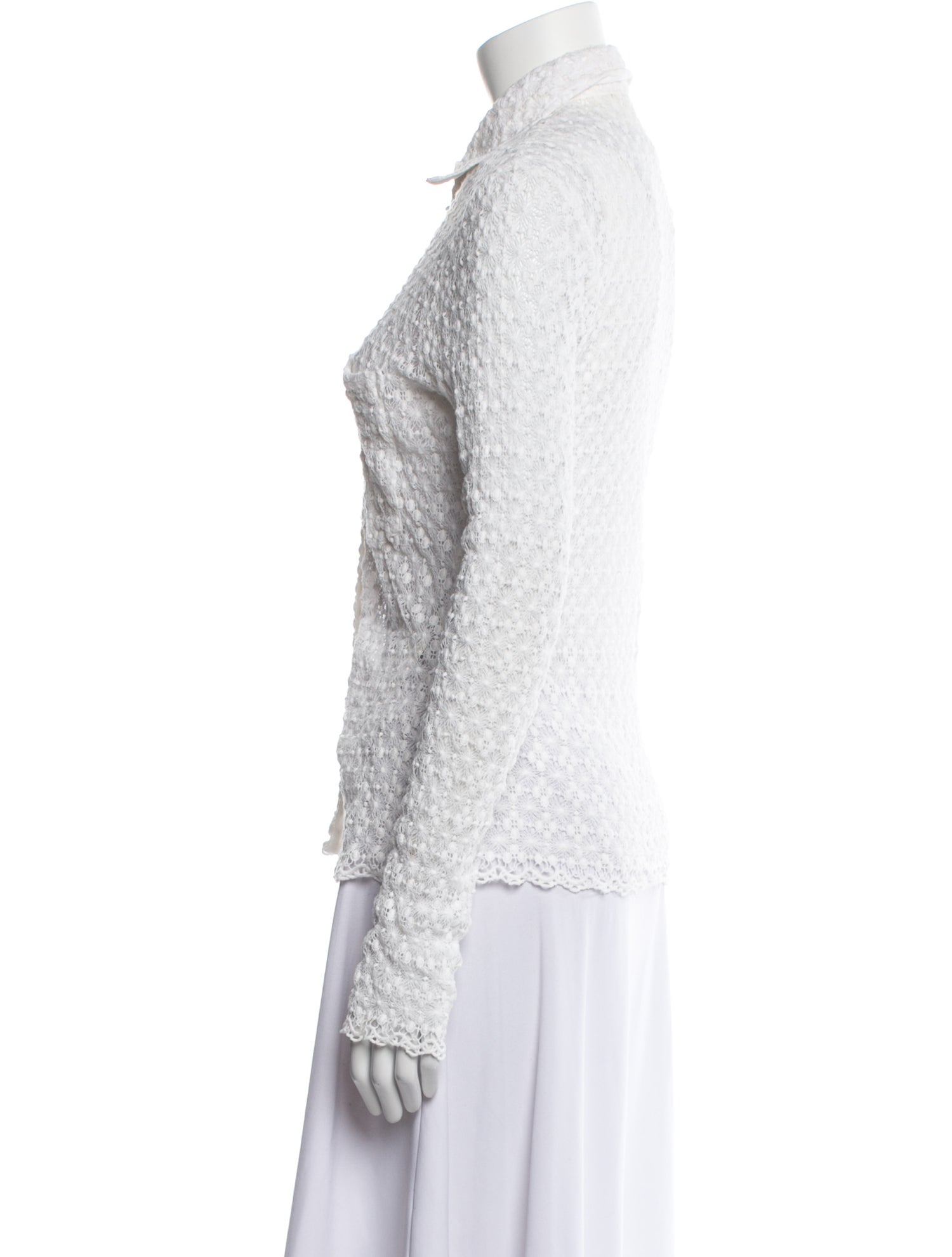 See by Chloé Lace Pattern Mock Neck Button-Up Top