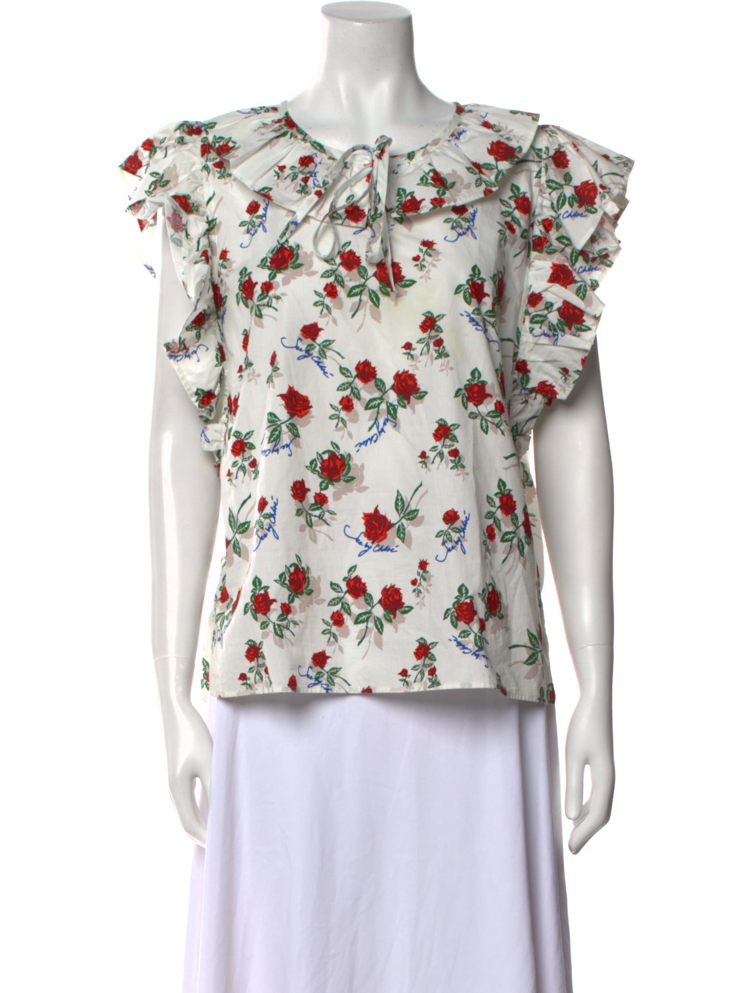 See by Chloé Floral Print Crew Neck Blouse
