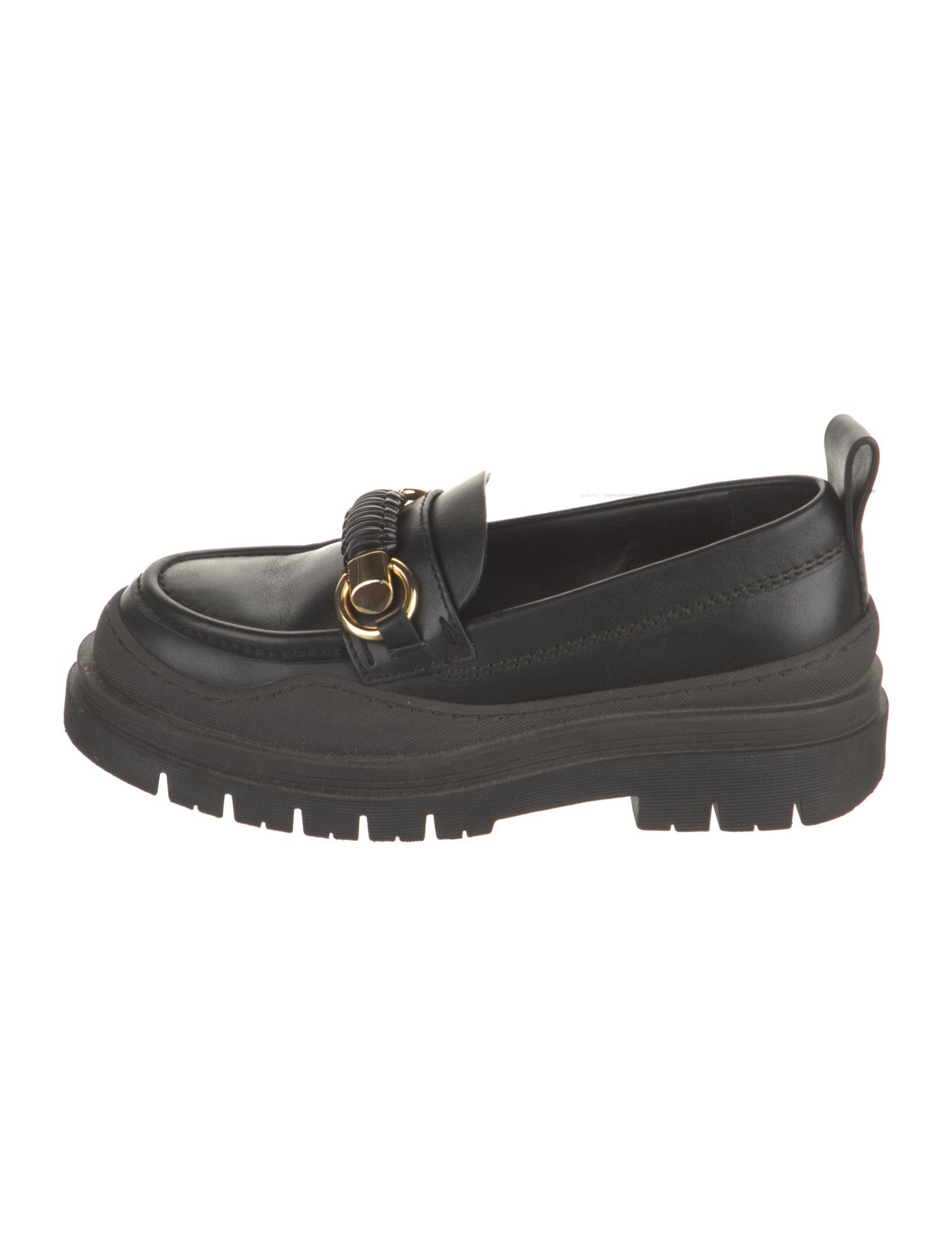 See by Chloé Leather Whipstitch Trim Loafers