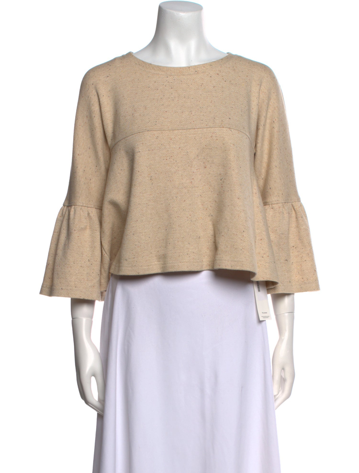 See by Chloé Bateau Neckline Three-Quarter Sleeve Crop Top