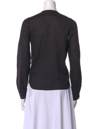 See by Chloé Crew Neck Long Sleeve Button-Up Top