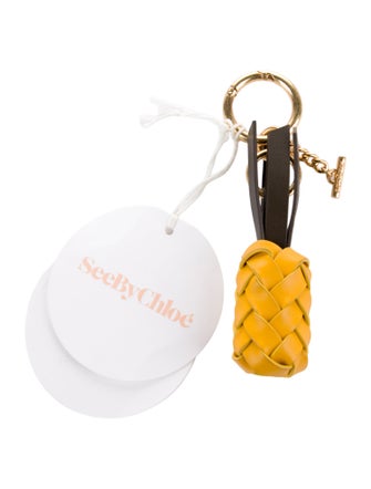 See by Chloé Yellow leather See by Chloe keychain with gold tone hardware.