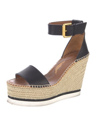 See by Chloé Leather Whipstitch Trim Espadrilles