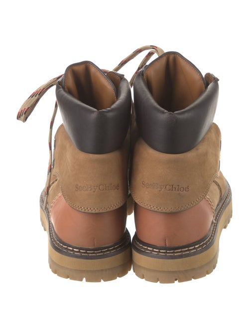 See by Chloé Suede Colorblock Pattern Lace-Up Boots