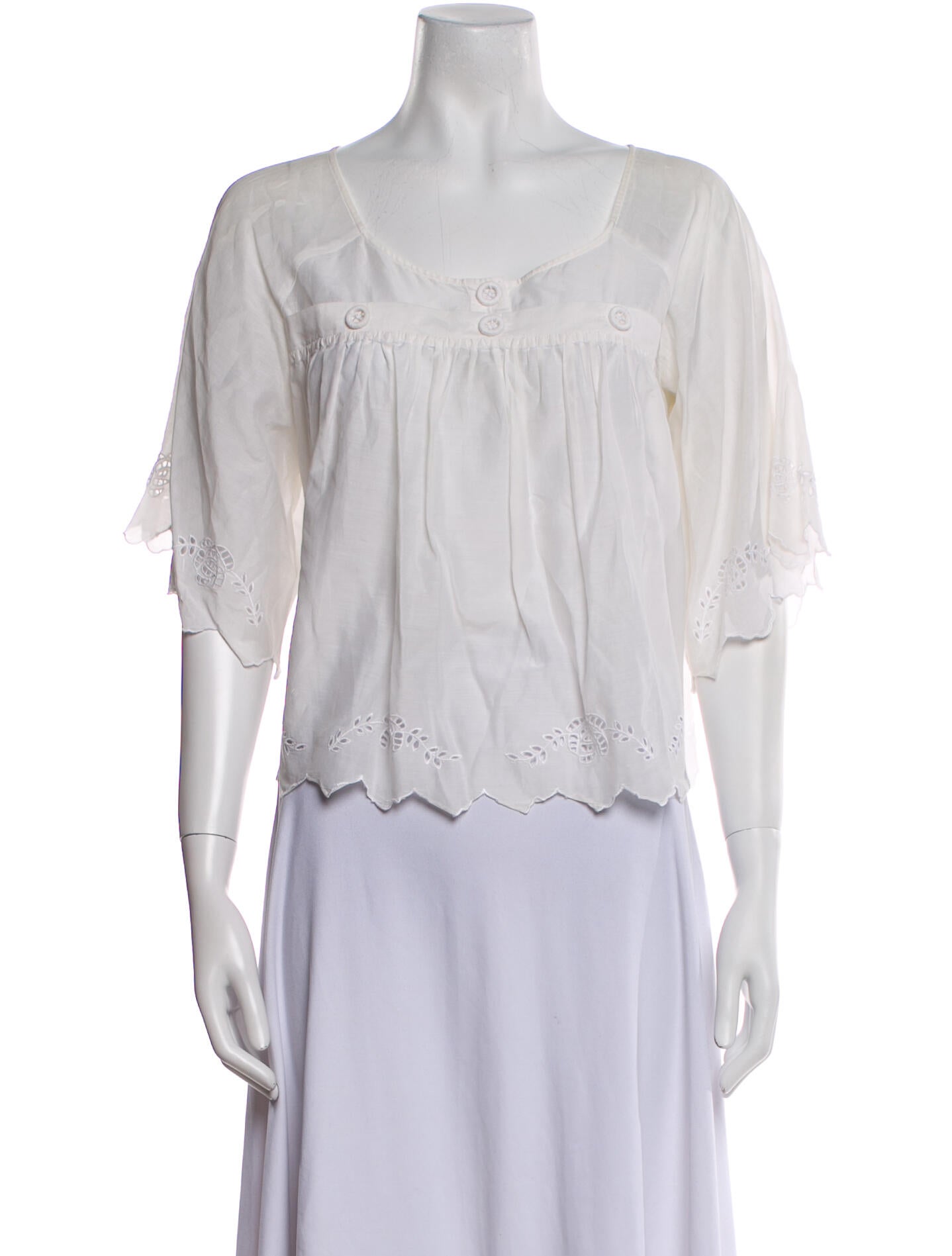 See by Chloé Square Neckline Three-Quarter Sleeve Blouse