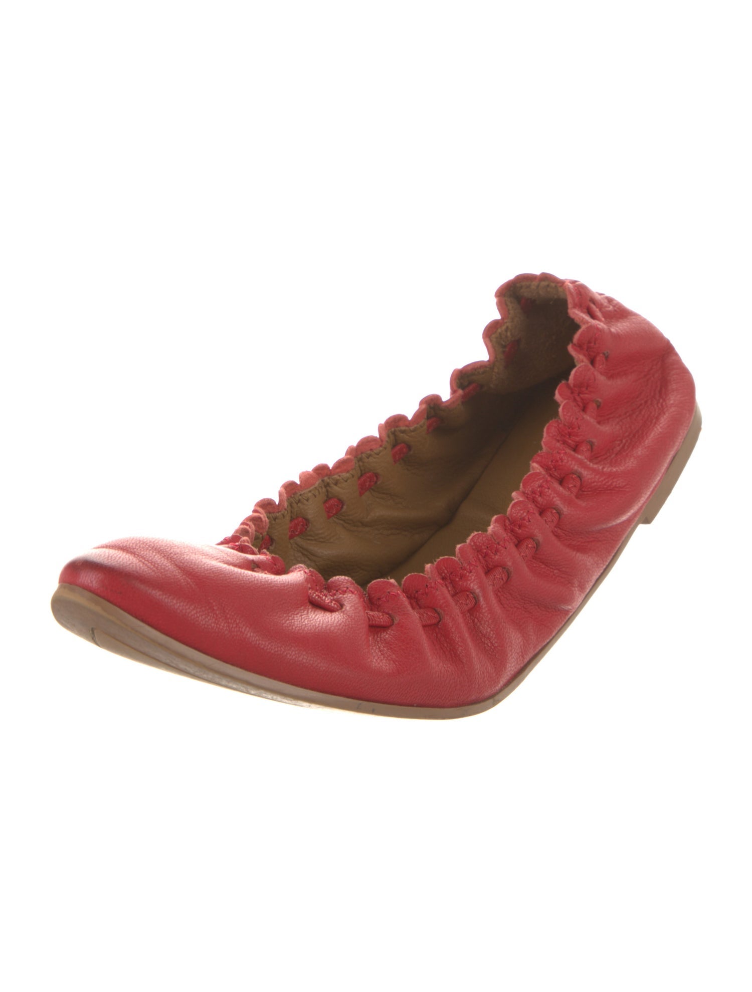 See by Chloé Leather Scalloped Accent Ballet Flats