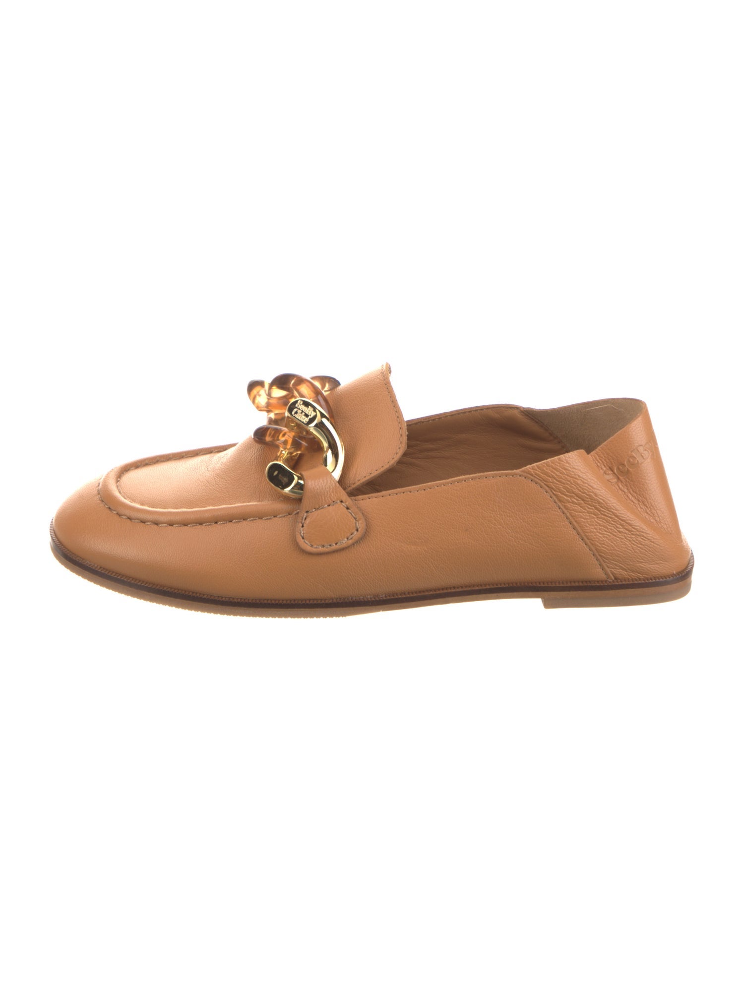 See by Chloé Leather Chain-Link Accents Loafers