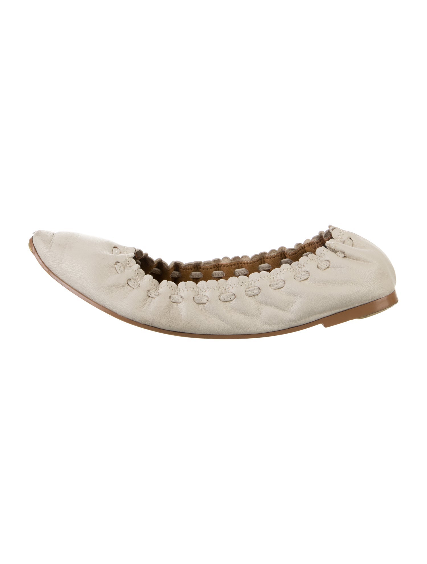 See by Chloé Leather Scalloped Accent Ballet Flats
