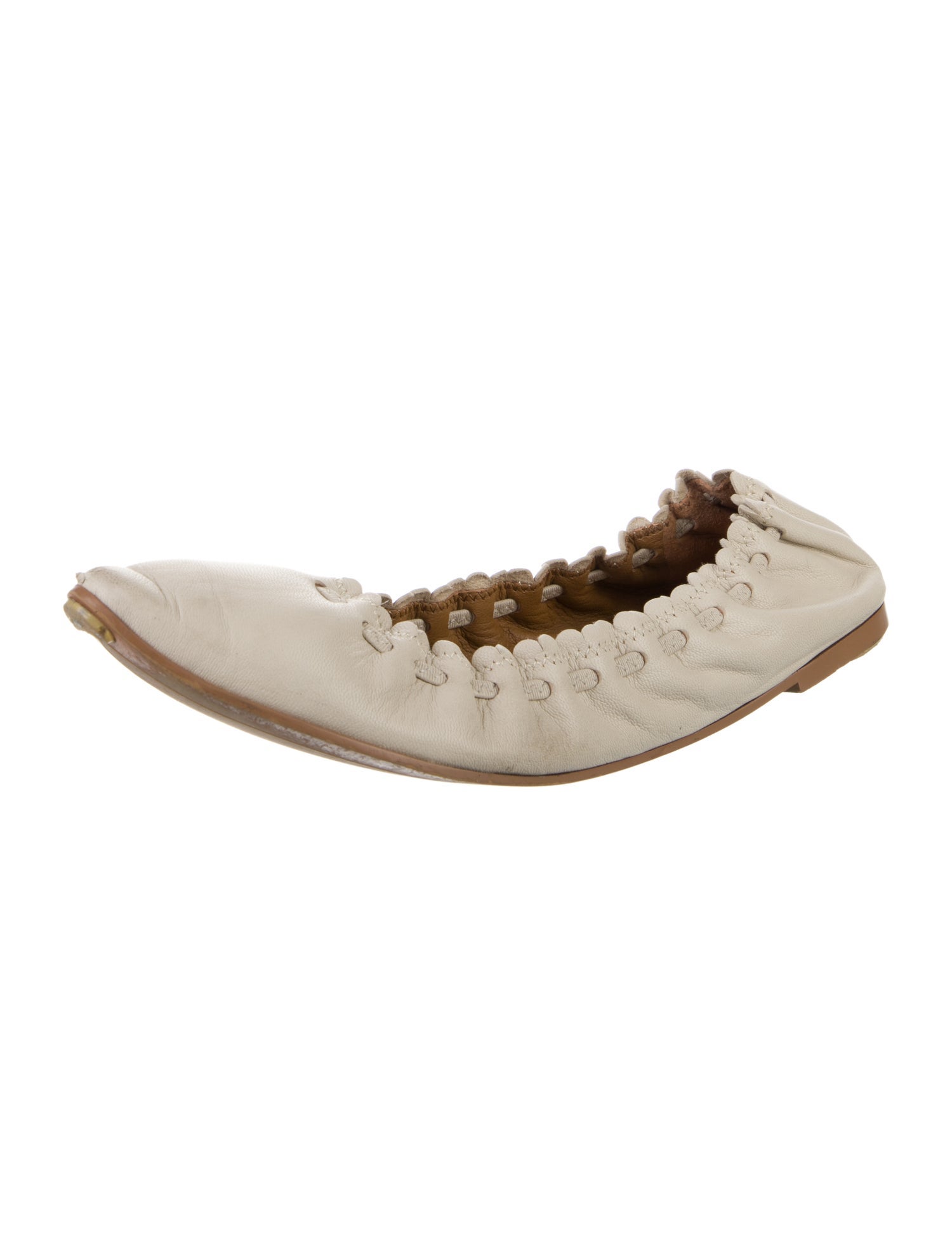 See by Chloé Leather Scalloped Accent Ballet Flats