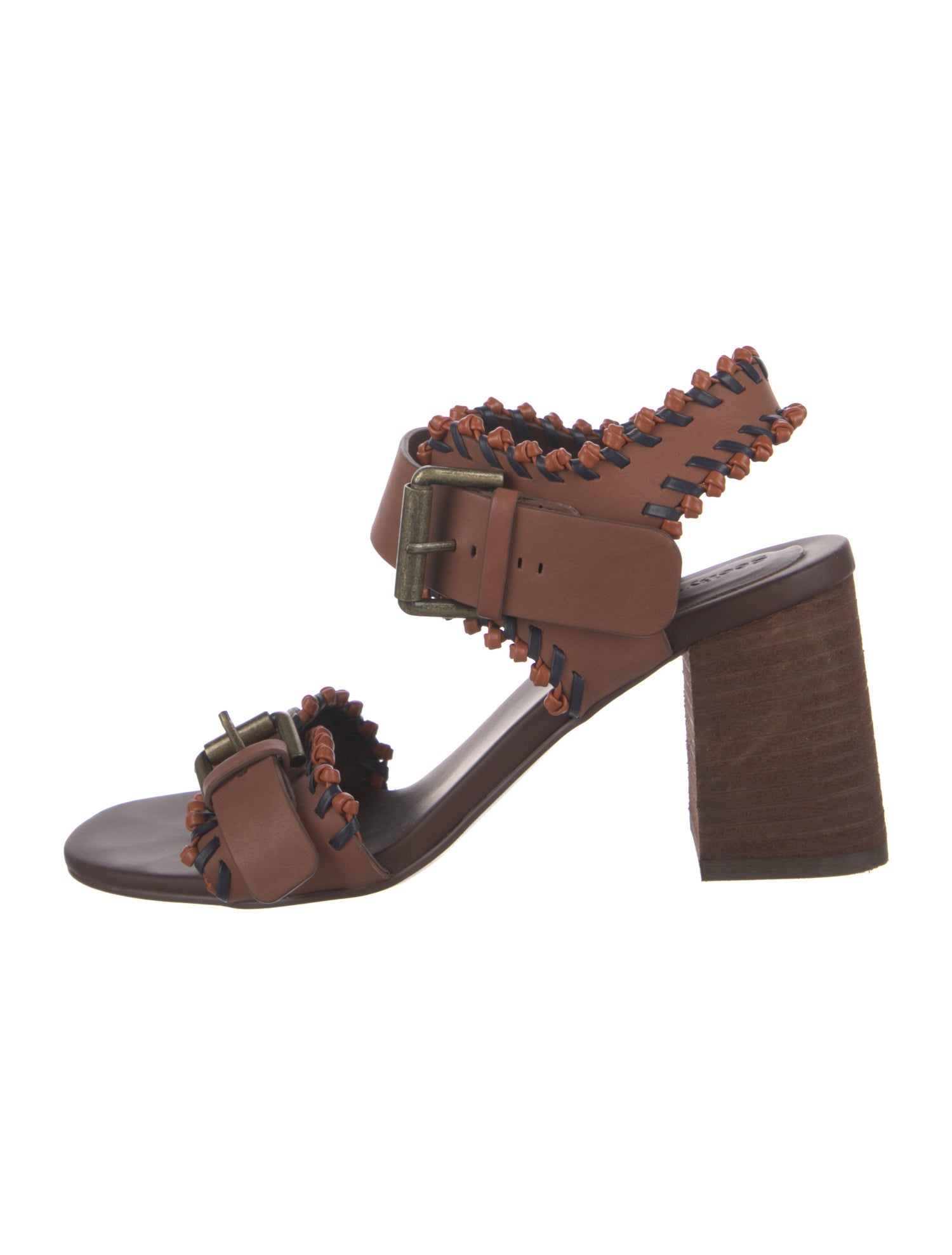 See by Chloé Leather Braided Accents Slingback Sandals