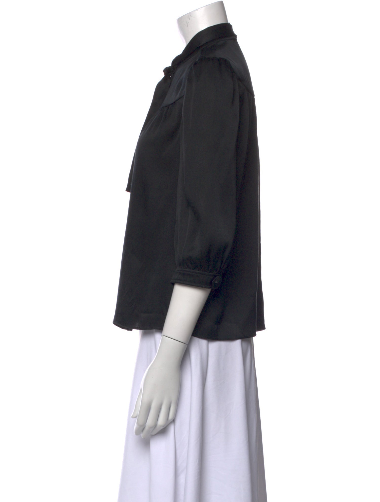 See by Chloé Silk Three-Quarter Sleeve Button-Up Top