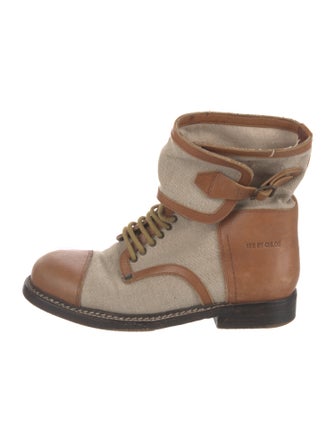 See by Chloé Canvas Colorblock Pattern Boots