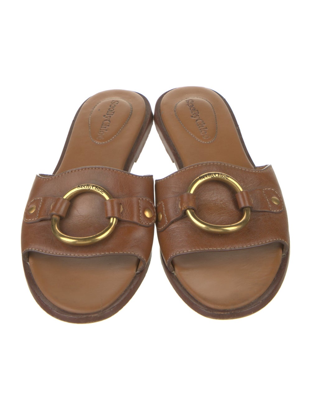 See by Chloé See by Chloé Leather Slides Brown - image 3