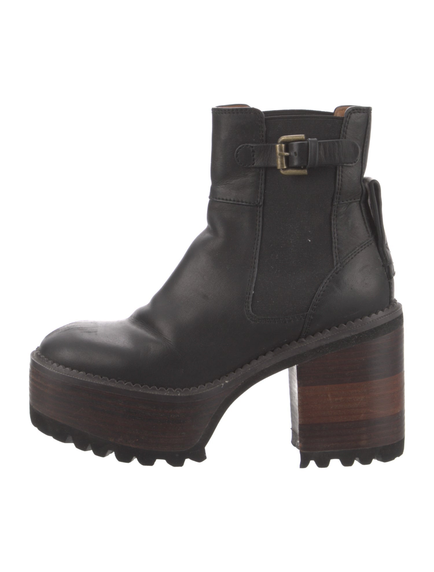 See by Chloé Leather Grosgrain Trim Boots
