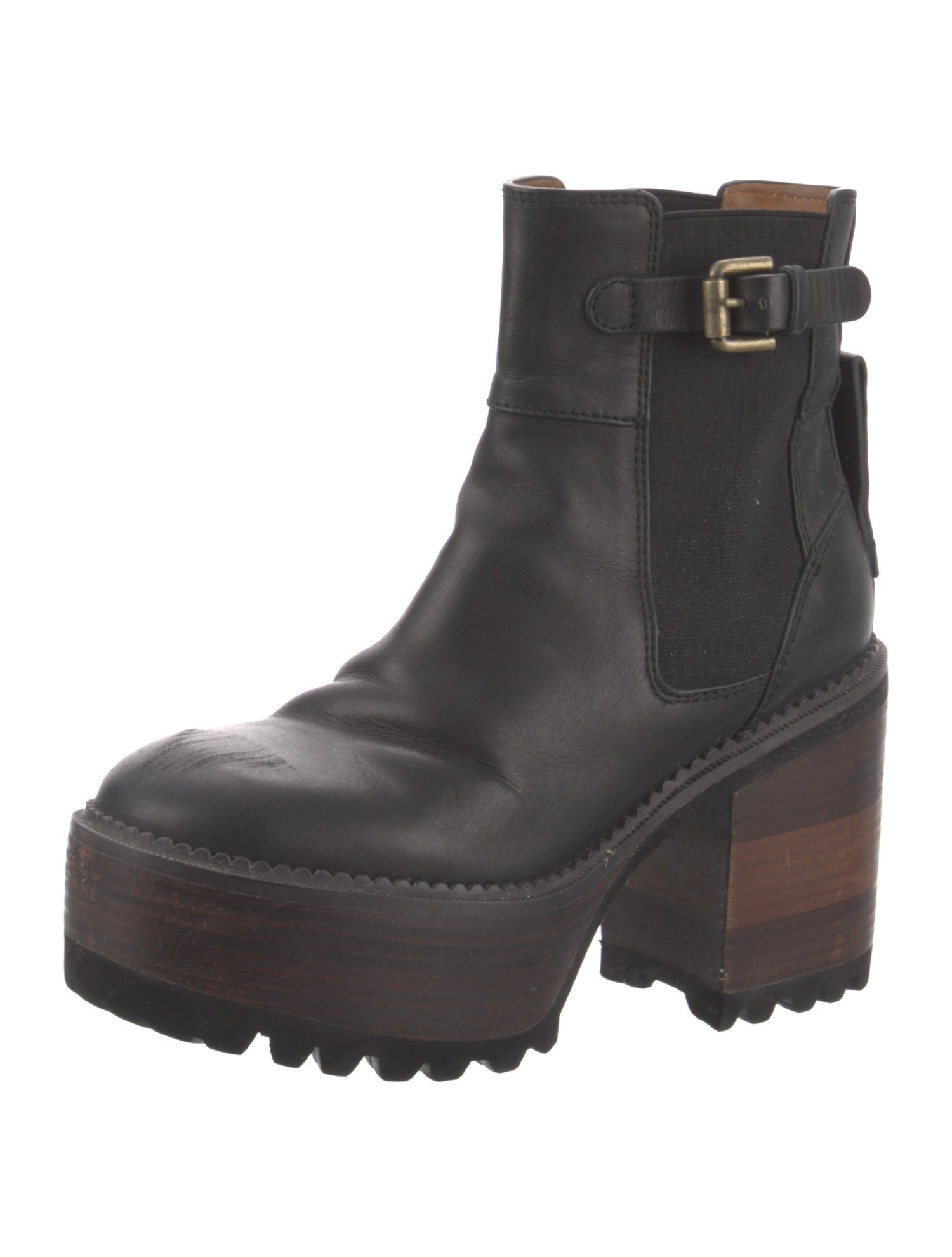 See by Chloé Leather Grosgrain Trim Boots