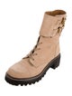 See by Chloé Suede Colorblock Pattern Combat Boots