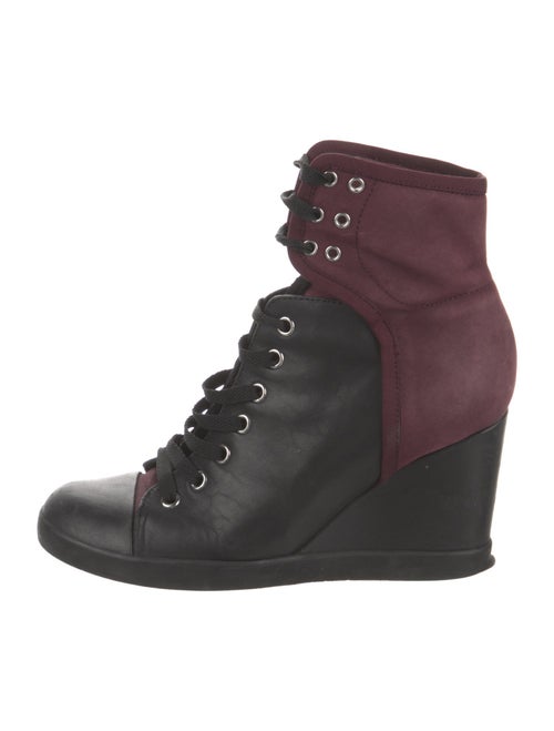 See by Chloé Leather Colorblock Pattern Lace-Up Boots