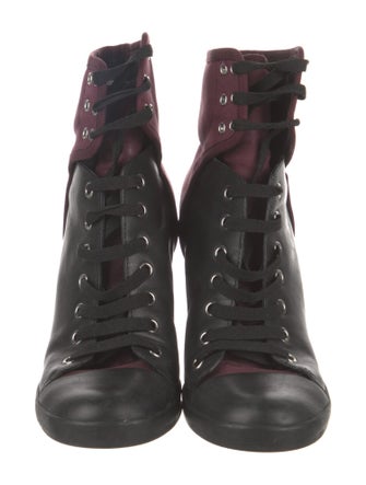 See by Chloé Leather Colorblock Pattern Lace-Up Boots