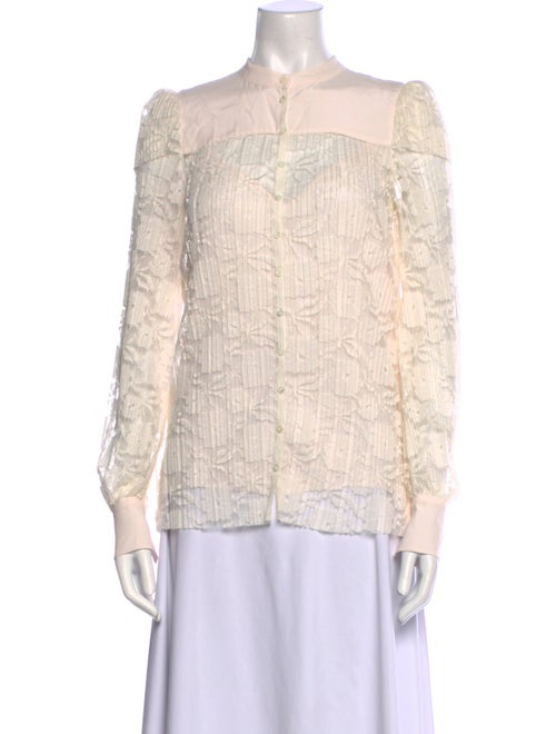 See by Chloé Lace Pattern Mock Neck Blouse