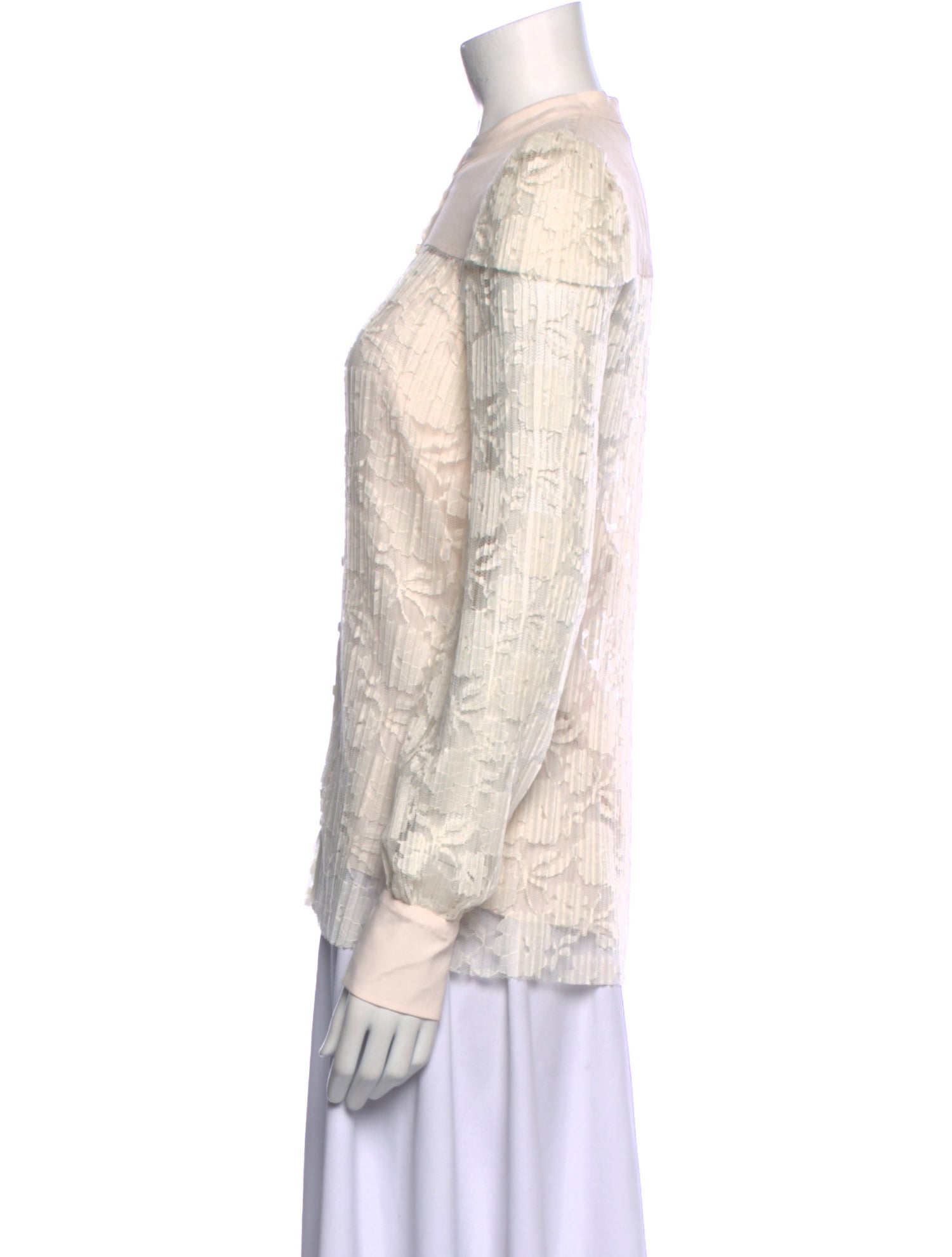 See by Chloé Lace Pattern Mock Neck Blouse