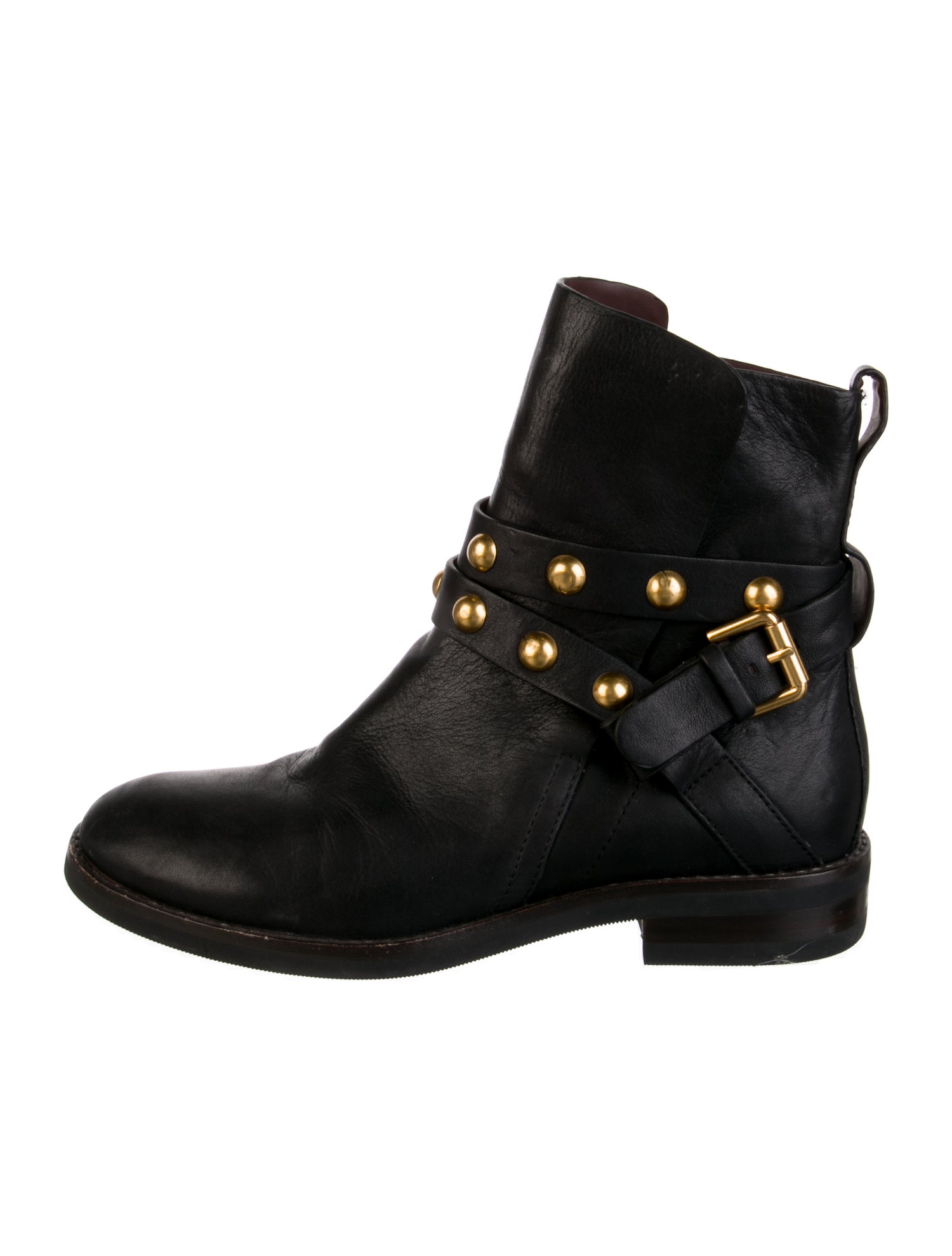 See by Chloé Leather Studded Accents Moto Boots