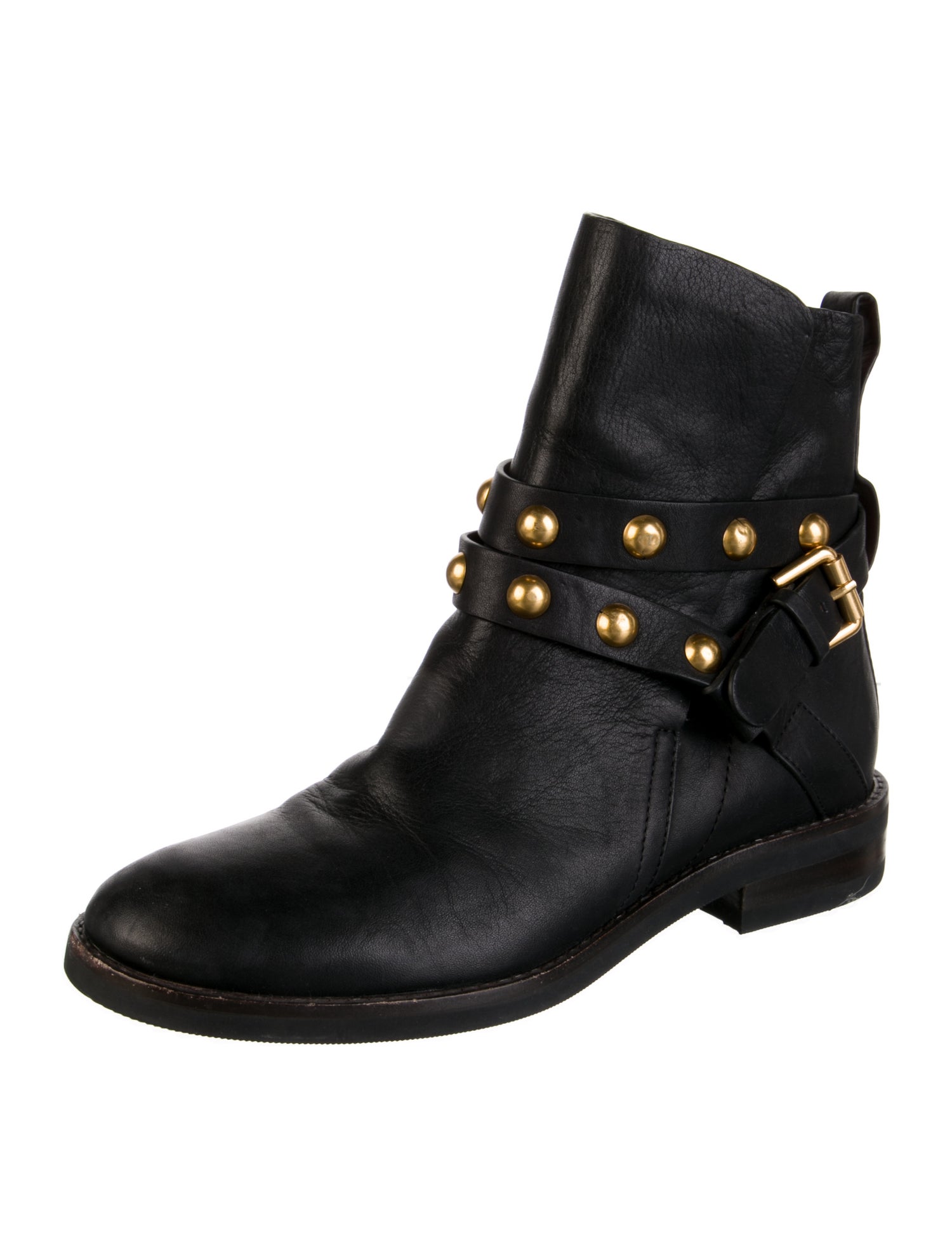 See by Chloé Leather Studded Accents Moto Boots