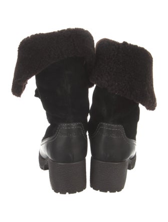 See by Chloé Suede Faux Fur Trim Lace-Up Boots