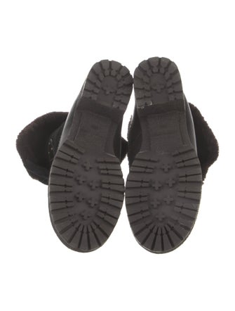 See by Chloé Suede Faux Fur Trim Lace-Up Boots