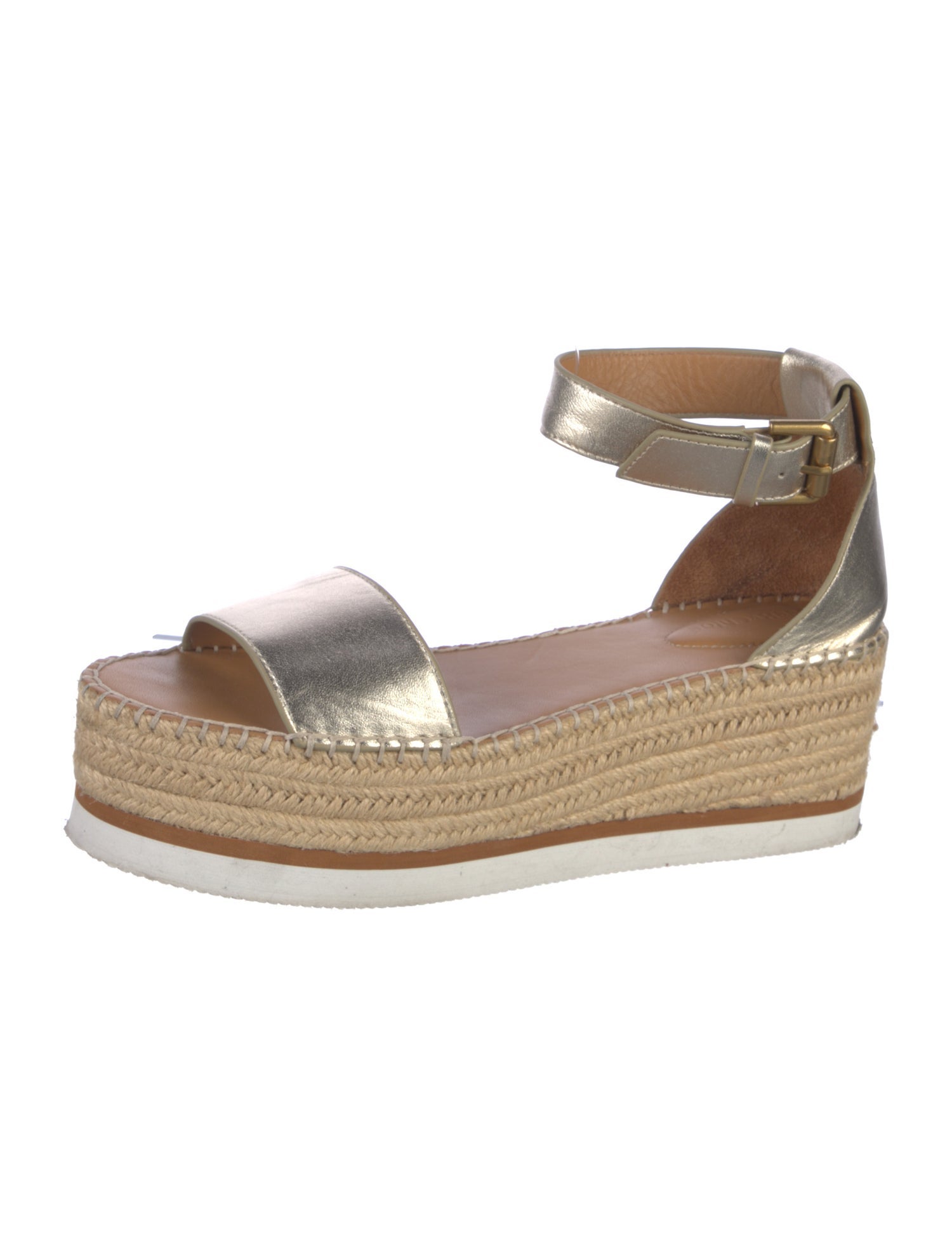 See by Chloé Leather Whipstitch Trim Espadrilles