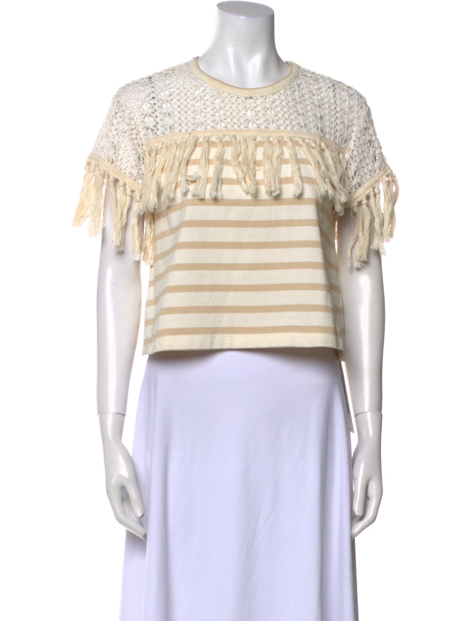 See by Chloé Striped Crew Neck Crop Top