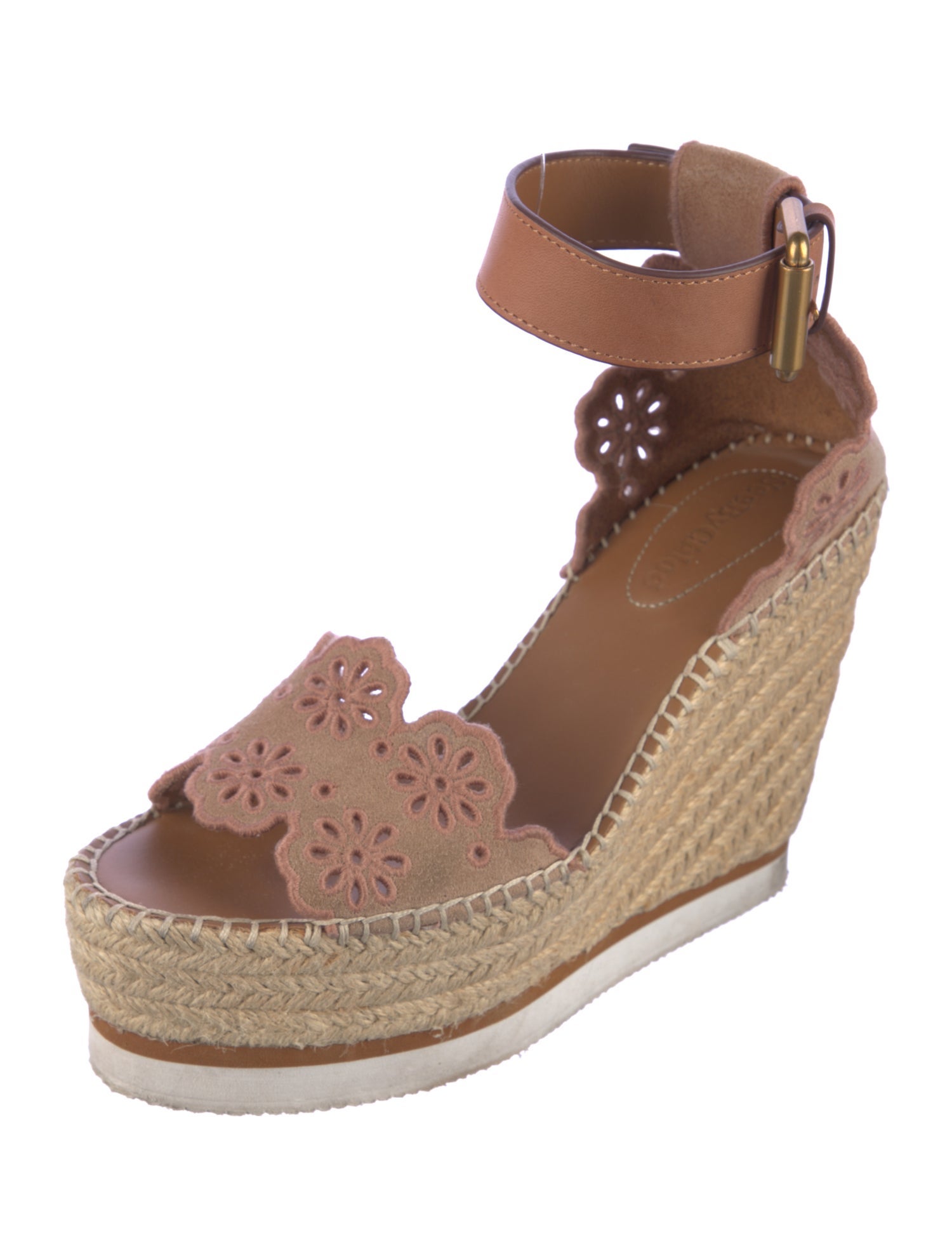 See by Chloé Suede Eyelet Trim Espadrilles
